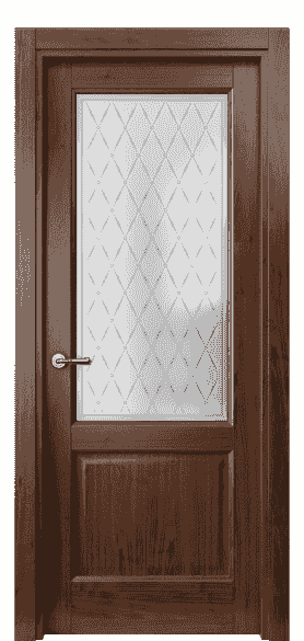 Дверь межкомнатная 1422 ОРБ Стекло Шато. Цвет Орех бренди. Материал Шпон ценных пород. Коллекция Galant. Картинка.