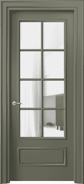 Дверь межкомнатная 8112 МОТ Прозрачное стекло. Цвет Матовый оливковый тёмный. Материал Гладкая эмаль. Коллекция Paris. Картинка.