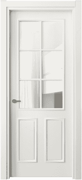 Дверь межкомнатная 8132 МЖМ Прозрачное стекло. Цвет Матовый жемчужный. Материал Гладкая эмаль. Коллекция Paris. Картинка.