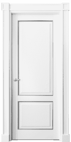 Дверь межкомнатная 6303 ББЛС. Цвет Бук белоснежный с серебром. Материал  Массив бука эмаль с патиной. Коллекция Toscana Plano. Картинка.
