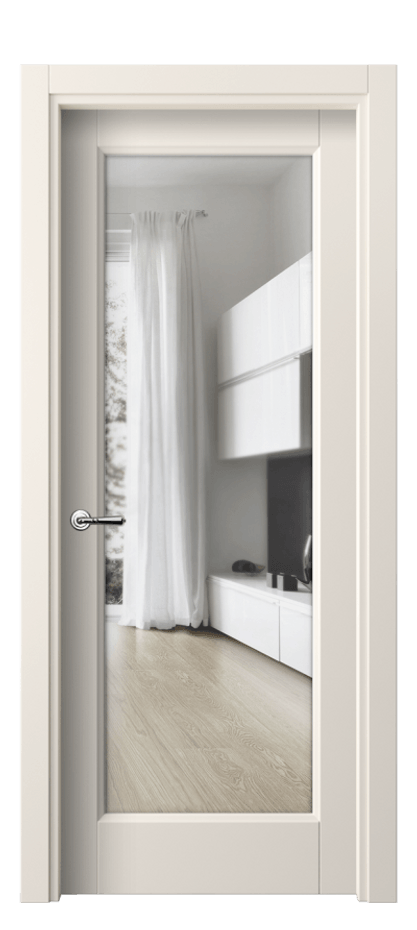 Межкомнатная дверь Галант 1402 ПЭТ кремово-белый Прозрачное стекло Цена 189840 AMD | Volhovec