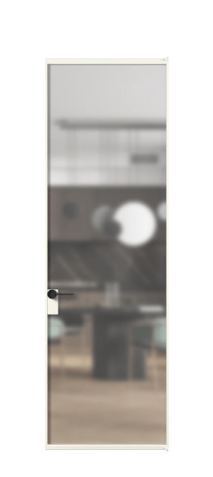 Алюминиевая дверь АЛПЛ040.01 Алюминий пудровый белый Сатинированное стекло "Matelux Crystal Vision", калёное, матовое, каленое 6 мм Цена 139990  | Volhovec