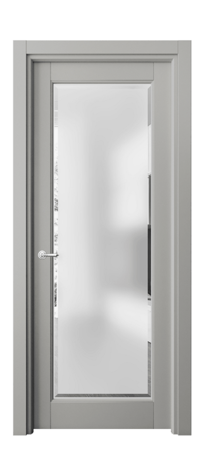 Межкомнатная дверь Toscana Elegante 6300 Бук нейтральный серый Сатинированное стекло с фацетом, 6 мм Цена 72879 ₽ | Volhovec