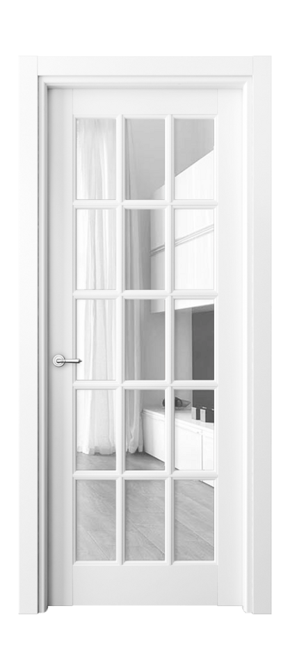 Межкомнатная дверь Toscana Grigliato 6311 Бук белоснежный Прозрачное стекло, 4 мм Цена 86079 ₽ | Volhovec