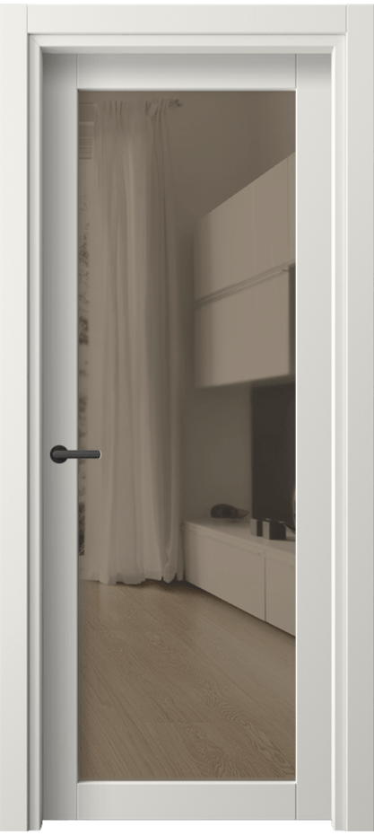 Межкомнатная дверь Нео 2102 ПЭТ белоснежный Прозрачное бронзовое стекло, триплекс Цена 11500 ₽ | Volhovec