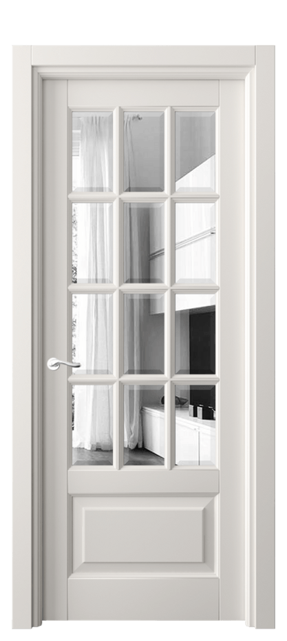 Межкомнатная дверь Lignum 0728 Бук пудровый белый Двустороннее зеркало с фацетом, триплекс Цена 94239 ₽ | Volhovec