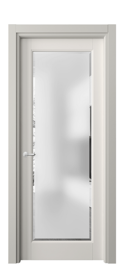 Межкомнатная дверь Toscana Elegante 6300 Бук пудровый белый Сатинированное стекло с фацетом Цена 72879 ₽ | Volhovec