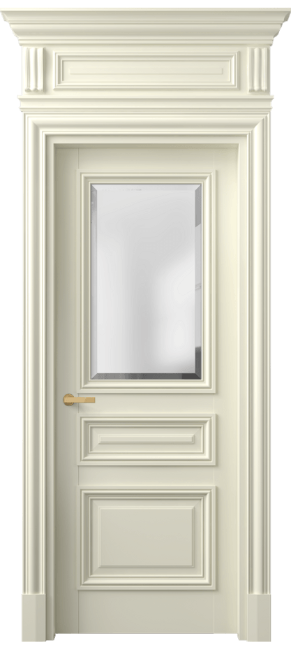 Межкомнатная дверь Antique 7304 Бук молочно-белый Сатинированное стекло с фацетом, 6 мм Цена 124183 ₽ | Volhovec