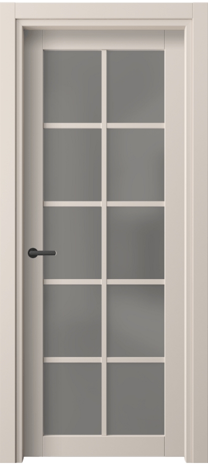 Межкомнатная дверь Нео 2106 ПЭТ пудровый бежевый Сатинированное серое стекло, триплекс Цена 11500 ₽ | Volhovec