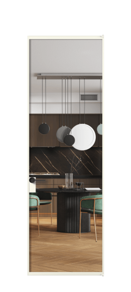 Алюминиевая дверь АЛПЛ040.01 Алюминий жемчужный Прозрачное стекло "Crystal Vision", калёное Цена 139990  | Volhovec