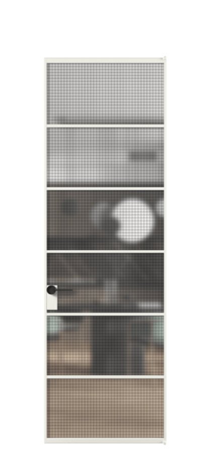 Алюминиевая дверь АЛПЛ040.04 Алюминий светло-серый Декоративное стекло с сеткой "Mesh silver", триплекс. Без короба АССР Цена 134930 Стоимость комплекта двери включает:
1. Полотно (600/650/700/750/800/850/900/950*2000-2400 мм).
2. Короб
3. Комплект фурнитуры (2 торцевые петли и магнитный замок с ответной планкой). Фабрика дверей Волховец 8 (800) 551 43 19 Алюминиевая дверь АЛПЛ040.04 Алюминий светло-серый Декоративное стекло с сеткой "Mesh silver", триплекс Цена 134930 | Volhovec