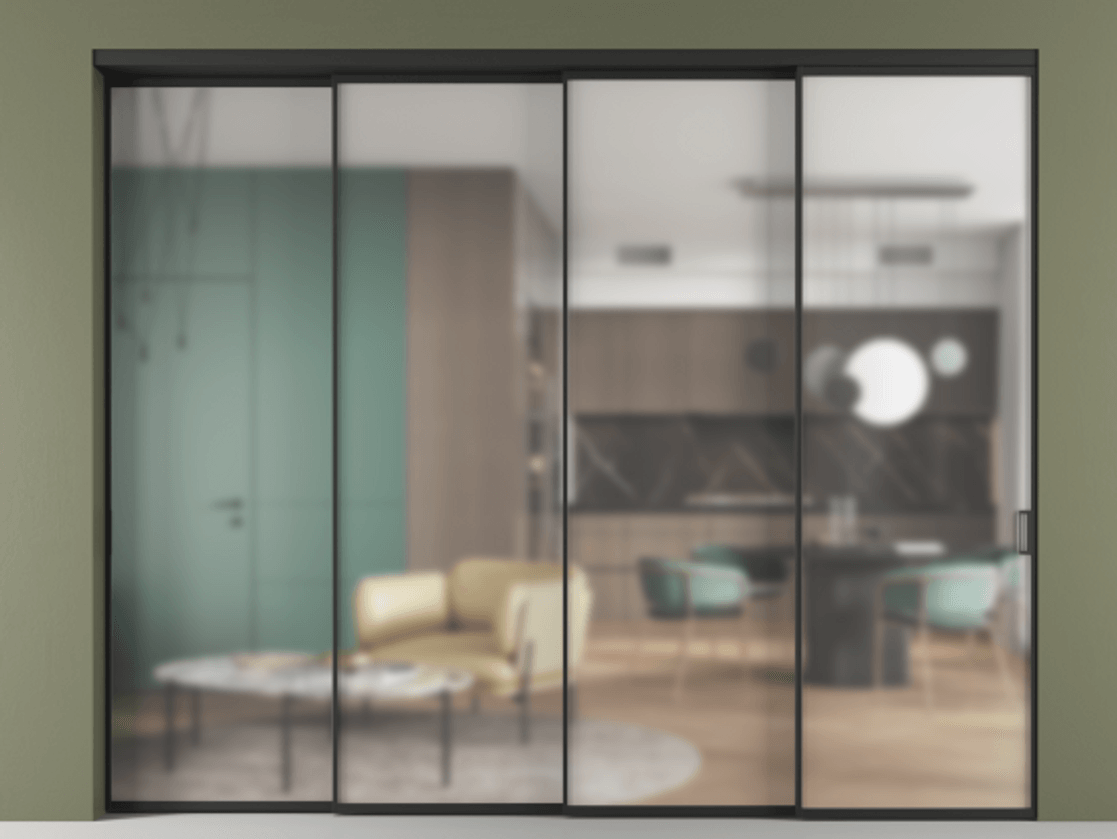 Перегородка Formato внутри проёма 4 створки с синхронным механизмом АЛПР 040.01 Алюминий Черный Сатинированное стекло "Matelux Crystal Vision", калёное, матовое, каленое 6 мм. Скрытый короб ЧЕР Цена 510500 ₽ 1. Полотно 4 шт. (800/2100 мм)
2. Комплект установки раздвижной системы
3. Базовый комплект фурнитуры
4. Комплект фурнитуры телескопик синхро-3
5. Ручка RONDO
. Фабрика дверей Волховец 8 (800) 551 43 19 Перегородка Formato внутри проёма 4 створки с синхронным механизмом АЛПР 040.01 Алюминий Черный Сатинированное стекло "Matelux Crystal Vision", калёное, матовое, каленое 6 мм Цена 510500 ₽ | Volhovec