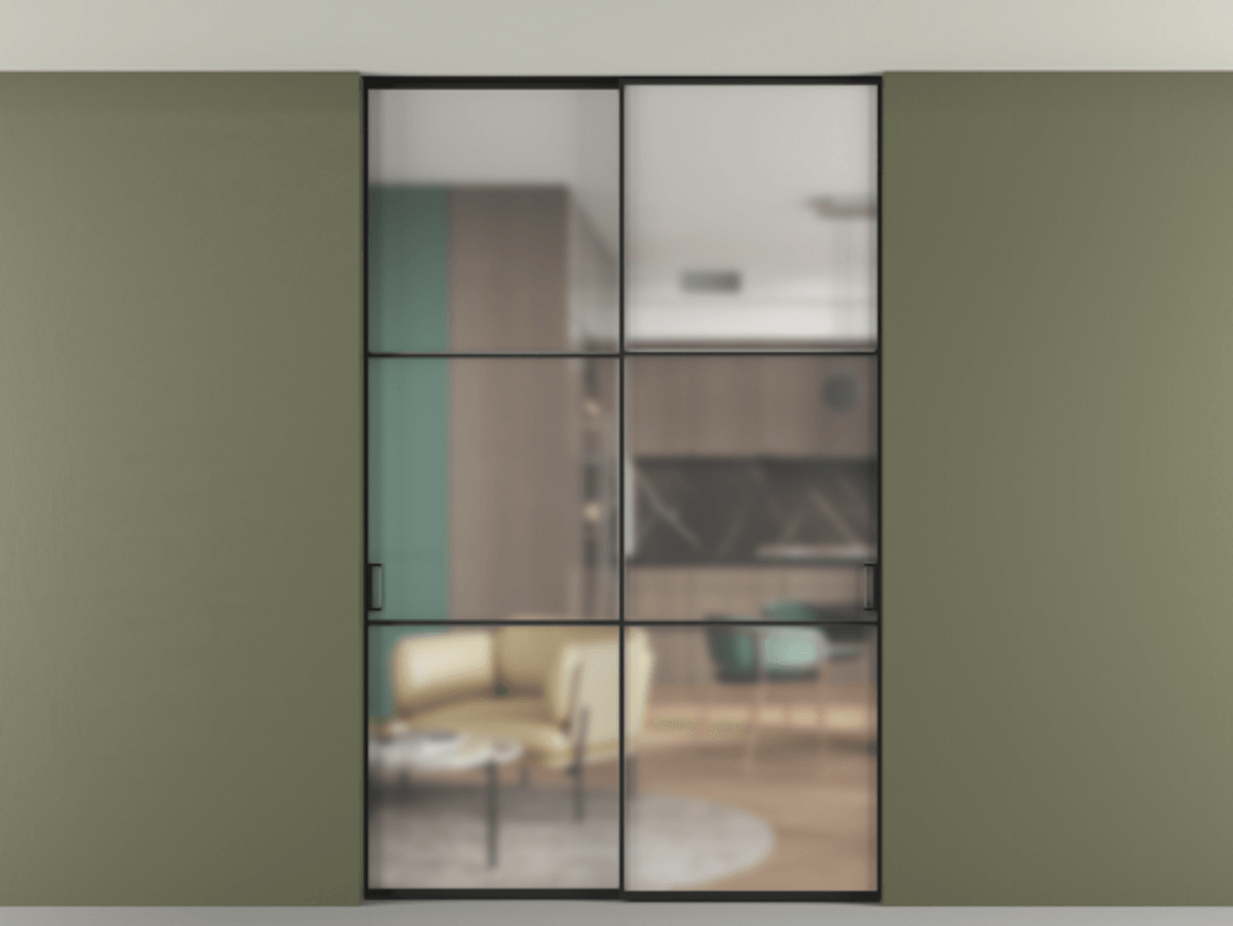 Перегородка Formato внутри проёма скрытое крепление в потолок 2 створки АЛПР 040.03 Алюминий Черный Сатинированное стекло "Matelux Crystal Vision", калёное, матовое, каленое 6 мм. Скрытый короб ЧЕР Цена 297600 ₽ 1. Полотно 2 шт. (800/2100 мм)
2. Комплект установки раздвижной системы
3. Базовый комплект фурнитуры
4. Ручка RONDO. Фабрика дверей Волховец 8 (800) 551 43 19 Перегородка Formato внутри проёма скрытое крепление в потолок 2 створки АЛПР 040.03 Алюминий Черный Сатинированное стекло "Matelux Crystal Vision", калёное, матовое, каленое 6 мм Цена 297600 ₽ | Volhovec