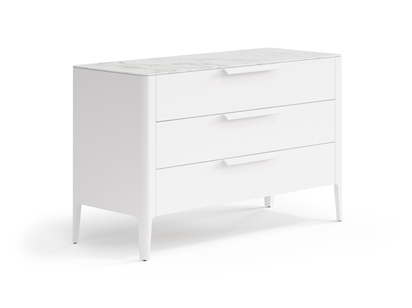 Мебель Комод Piega 3 ящика. Цвет Матовый пудровый белый. Материал Гладкая эмаль. Коллекция Комод Piega 3 ящика. Картинка.