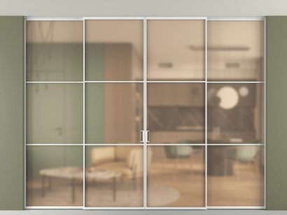 Алюминевая перегородка АЛПР 040.03_АБЛ_САТ ОРАНЖ_new. Цвет Алюминий белоснежный. Материал Алюминий в эмали. Коллекция Перегородка Formato внутри проёма четырёхстворчатая со скрытым креплением в потолок. Фото. Алюминевая перегородка АЛПР 040.03_АБЛ_САТ ОРАНЖ_new. Цвет Алюминий белоснежный. Материал Алюминий в эмали. Коллекция Перегородка Formato внутри проёма четырёхстворчатая со скрытым креплением в потолок. Картинка.