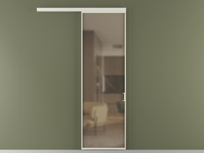 Алюминевая перегородка vd1_01 Бронза сатин триплекс БЕЛ. Цвет Алюминий Белый. Материал Алюминий. Коллекция Перегородка Formato вдоль стены одностворчатая. Картинка.