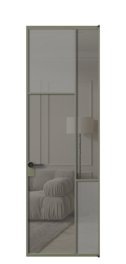 Межкомнатная дверь АЛПЛ041.10 АОТ Серый сатин матовое + Серый прозрачное. Цвет Алюминий оливковый тёмный. Материал Алюминий в эмали. Коллекция Mosaic. Фото. Дверь межкомнатная АЛПЛ041.10 АОТ Серый сатин матовое + Серый прозрачное. Цвет Алюминий оливковый тёмный. Материал Алюминий в эмали. Коллекция Mosaic. Картинка.