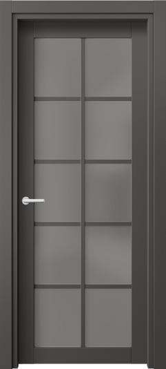 Дверь межкомнатная 2106 ПЭГФ Серый сатин триплекс. Цвет ПЭТ графитовый. Материал ПЭТ. Коллекция Нео. Картинка.