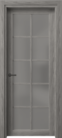 Дверь межкомнатная 2106 ИМЯ Серый сатин триплекс. Цвет Имбирный ясень. Материал Сиплекс ламинатин. Коллекция Нео. Картинка.