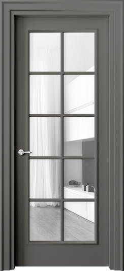 Дверь межкомнатная 8102 МКЛС Прозрачное стекло. Цвет Матовый классический серый. Материал Гладкая эмаль. Коллекция Paris. Картинка.