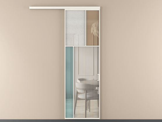 Алюминевая перегородка vd1_4 Алюминий пудровый белый Четыре стекла. Цвет Алюминий пудровый белый. Материал Алюминий в эмали. Коллекция Перегородка Mosaic вдоль стены 1 створка. Картинка.