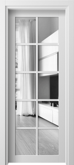Дверь межкомнатная 2106 БШ ДВ ЗЕР. Цвет Белый шёлк. Материал Ciplex ламинатин. Коллекция Neo1. Картинка.