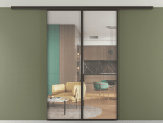 Перегородка Formato вдоль стены на потолок 2 створки