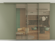 Перегородка Formato вдоль стены на потолок 3 створки с синхронным механизмом