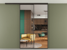 Перегородка Формато вдоль стены на потолок 2 створки с синхронным механизмом