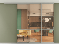 Перегородка Формато вдоль стены на потолок 3 створки с синхронным механизмом