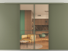 Перегородка Formato вдоль стены на потолок 2 створки