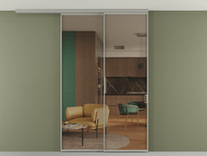 Перегородка Формато вдоль стены на потолок 2 створки с синхронным механизмом