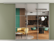 Перегородка Formato вдоль стены на потолок 3 створки с синхронным механизмом